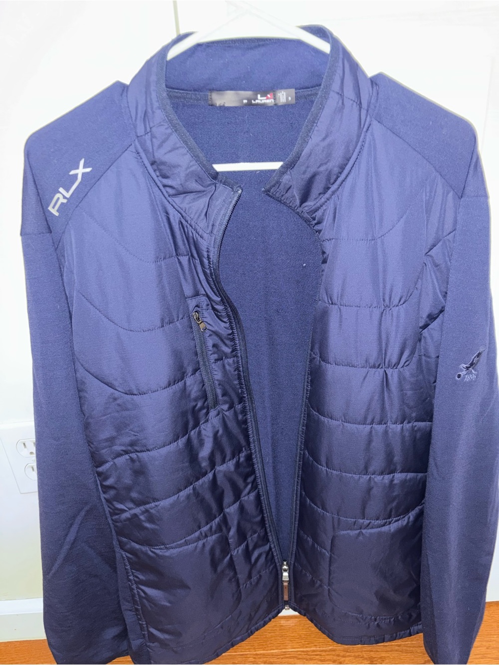 Ralph Lauren RLX Golf Paneled Stretch Navy Blue “1896 logo” Terry Jacket Men's L